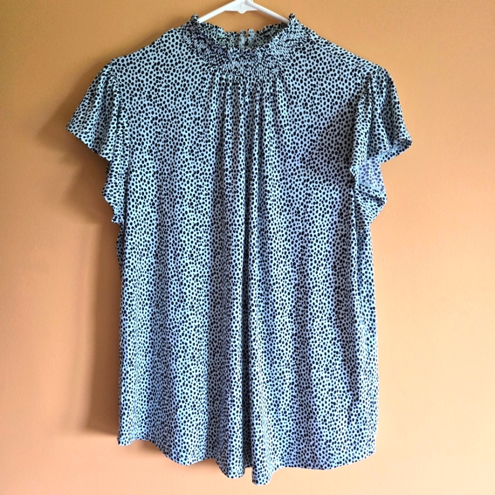 Ophelia Roe Minty Polka Dot Top PTP=19.25"